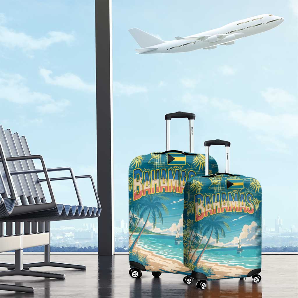 Bahamas Luggage Cover with Tropical Beach Sunset Palm Tree Ocean Spirit