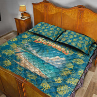 Bahamas Quilt Bed Set with Tropical Beach Sunset Palm Tree Ocean Spirit