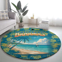 Bahamas Round Carpet with Tropical Beach Sunset Palm Tree Ocean Spirit