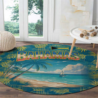 Bahamas Round Carpet with Tropical Beach Sunset Palm Tree Ocean Spirit