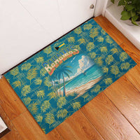 Bahamas Rubber Doormat with Tropical Beach Sunset Palm Tree Ocean Spirit