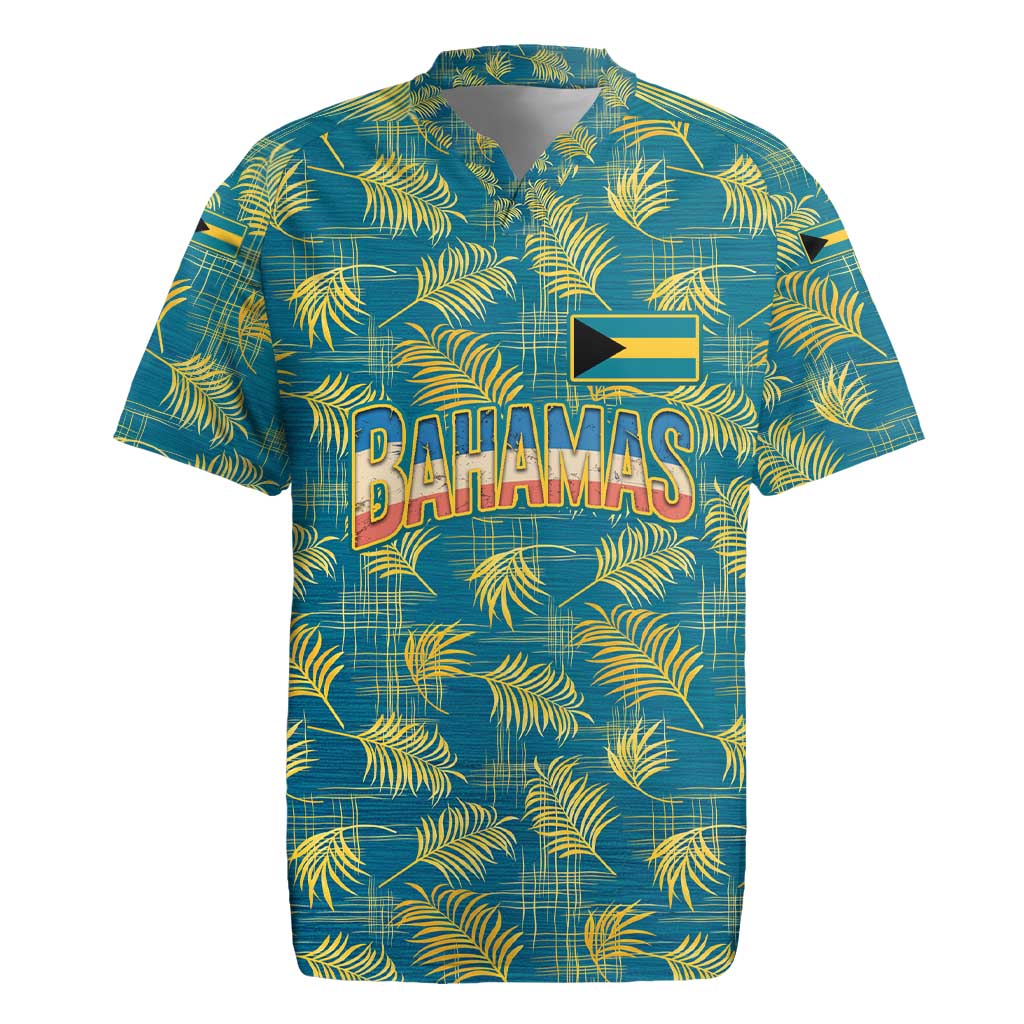 Bahamas Rugby Jersey with Tropical Beach Sunset Palm Tree Ocean Spirit