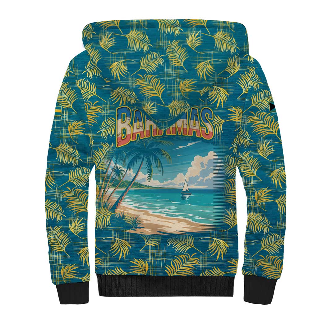 Bahamas Sherpa Hoodie with Tropical Beach Sunset Palm Tree Ocean Spirit