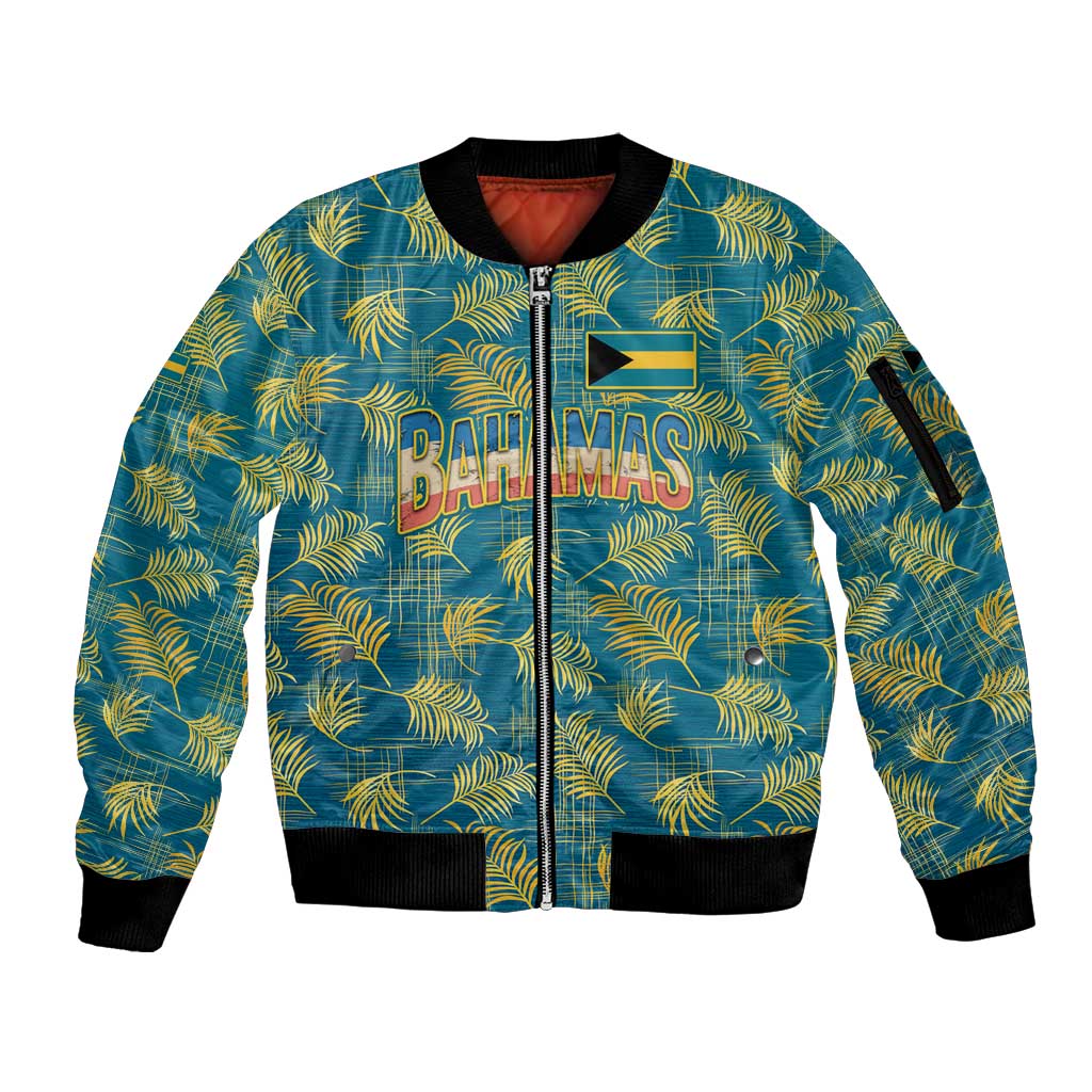Bahamas Sleeve Zip Bomber Jacket with Tropical Beach Sunset Palm Tree Ocean Spirit