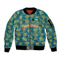 Bahamas Sleeve Zip Bomber Jacket with Tropical Beach Sunset Palm Tree Ocean Spirit