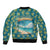 Bahamas Sleeve Zip Bomber Jacket with Tropical Beach Sunset Palm Tree Ocean Spirit