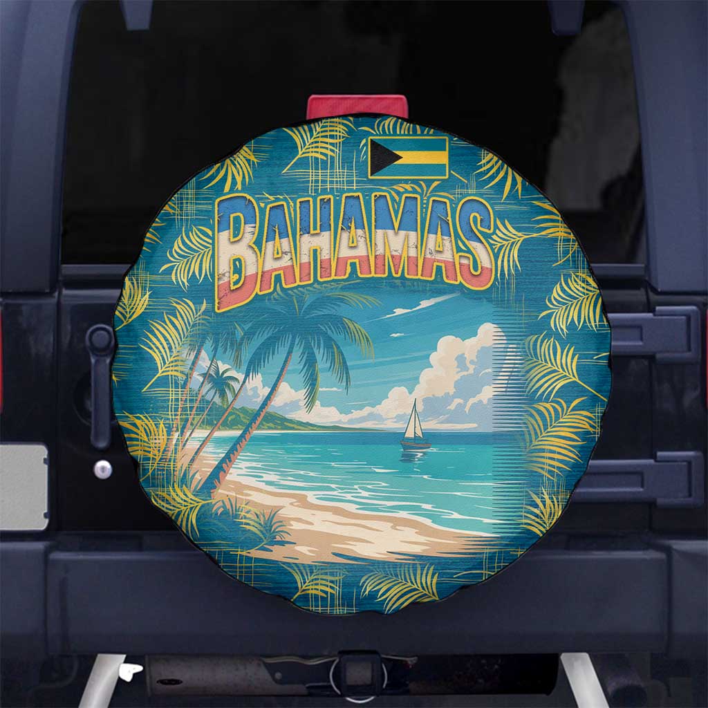 Bahamas Spare Tire Cover with Tropical Beach Sunset Palm Tree Ocean Spirit