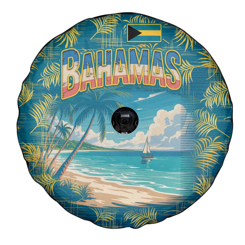 Bahamas Spare Tire Cover with Tropical Beach Sunset Palm Tree Ocean Spirit