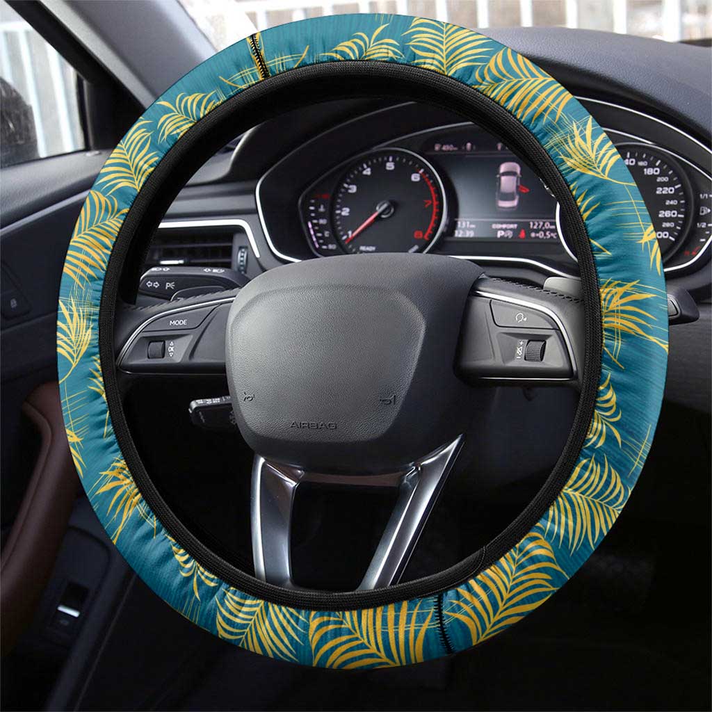 Bahamas Steering Wheel Cover with Tropical Beach Sunset Palm Tree Ocean Spirit