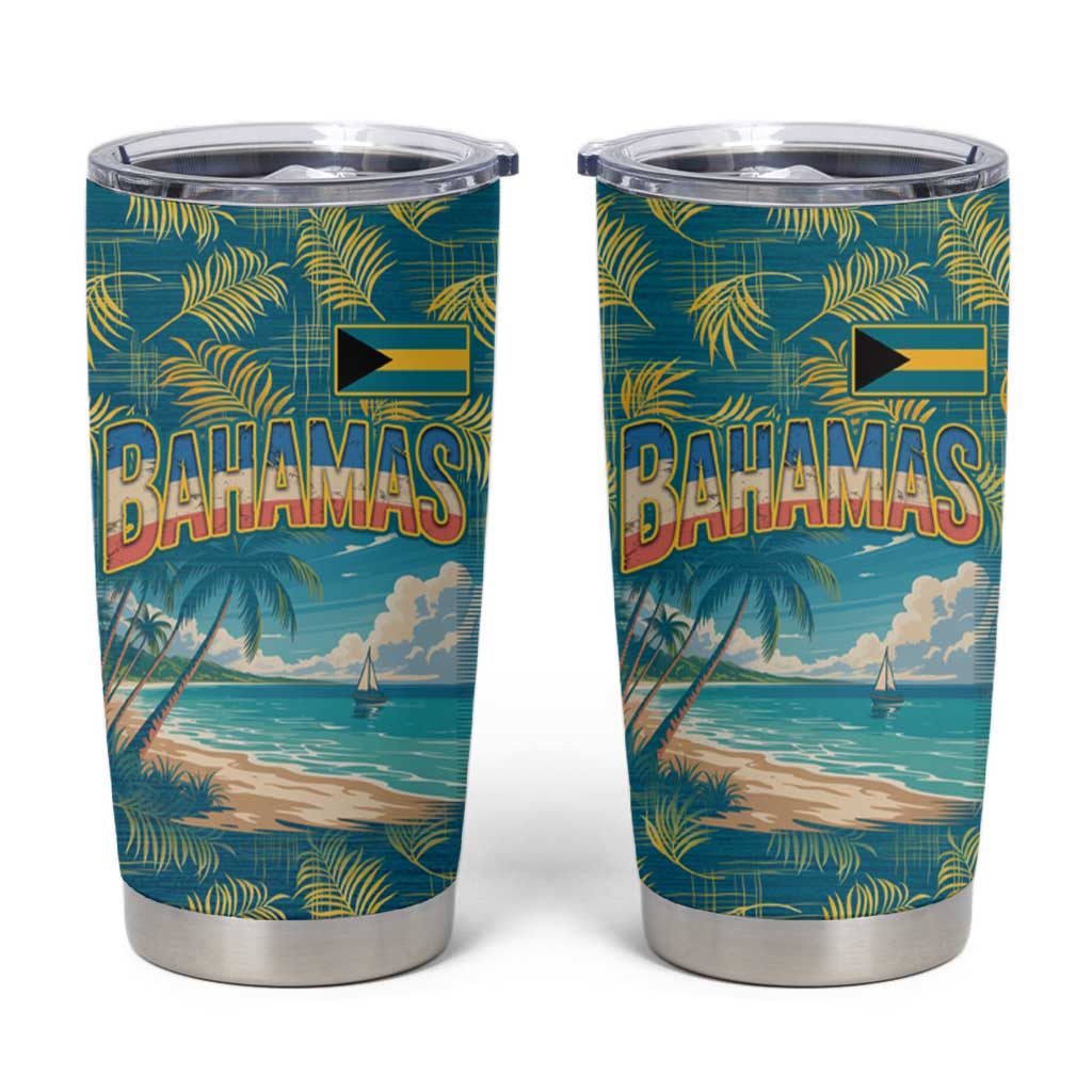 Bahamas Tumbler Cup with Tropical Beach Sunset Palm Tree Ocean Spirit