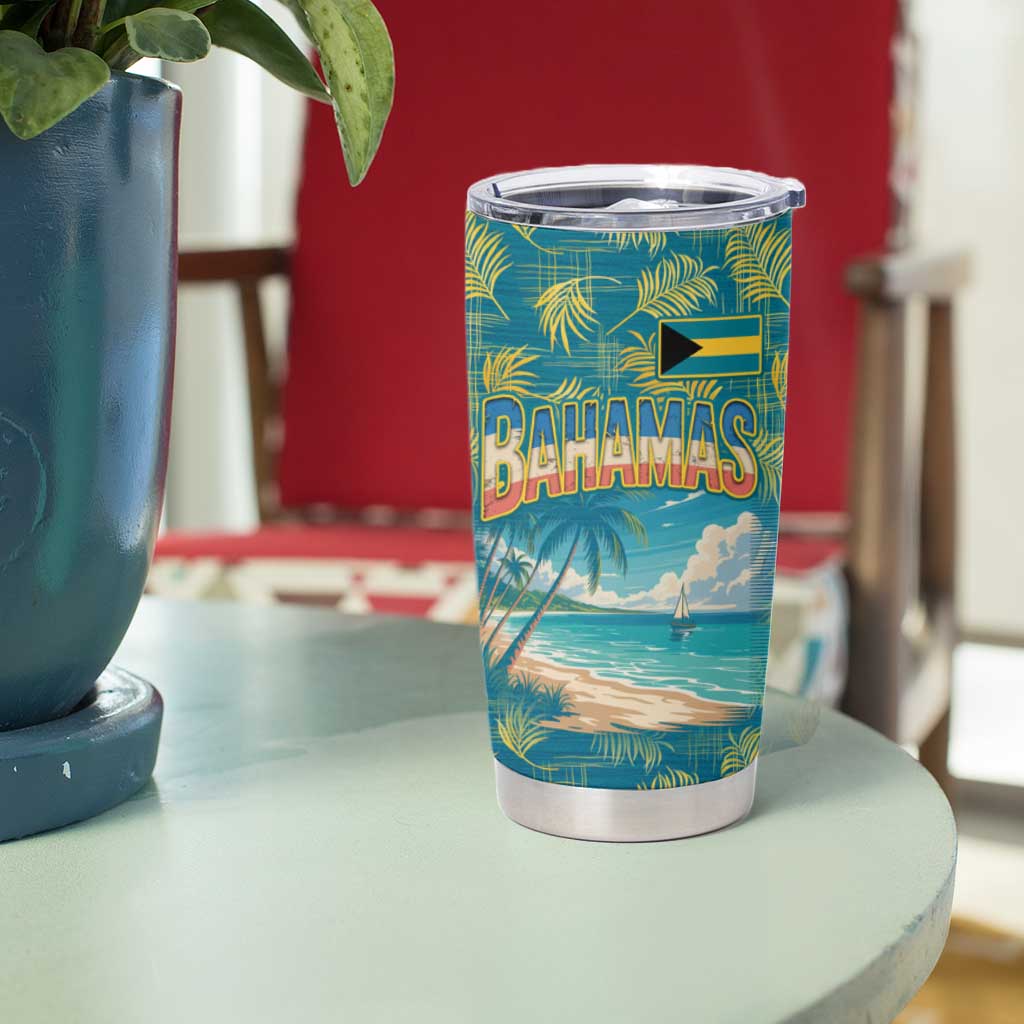 Bahamas Tumbler Cup with Tropical Beach Sunset Palm Tree Ocean Spirit