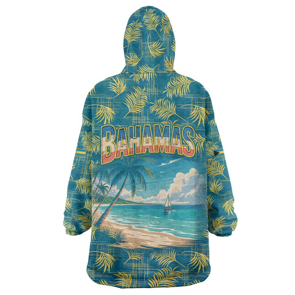 Bahamas Wearable Blanket Hoodie with Tropical Beach Sunset Palm Tree Ocean Spirit