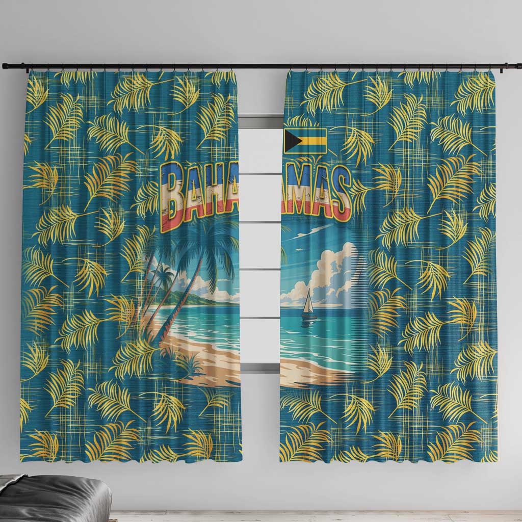 Bahamas Window Curtain with Tropical Beach Sunset Palm Tree Ocean Spirit