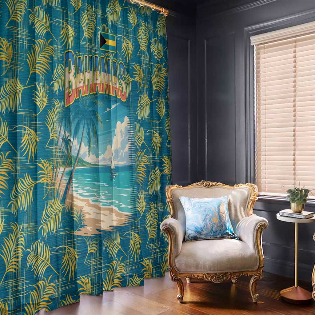 Bahamas Window Curtain with Tropical Beach Sunset Palm Tree Ocean Spirit