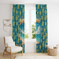 Bahamas Window Curtain with Tropical Beach Sunset Palm Tree Ocean Spirit