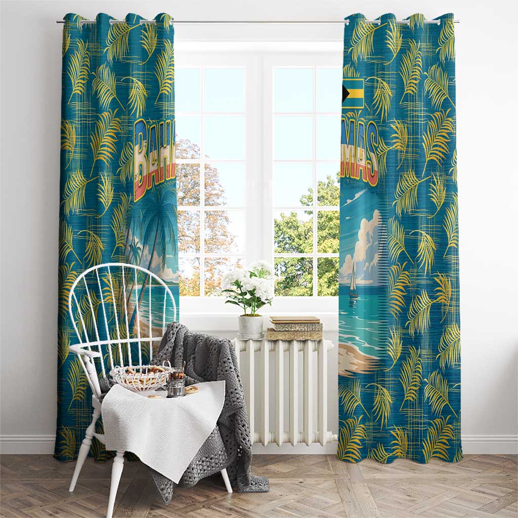 Bahamas Window Curtain with Tropical Beach Sunset Palm Tree Ocean Spirit