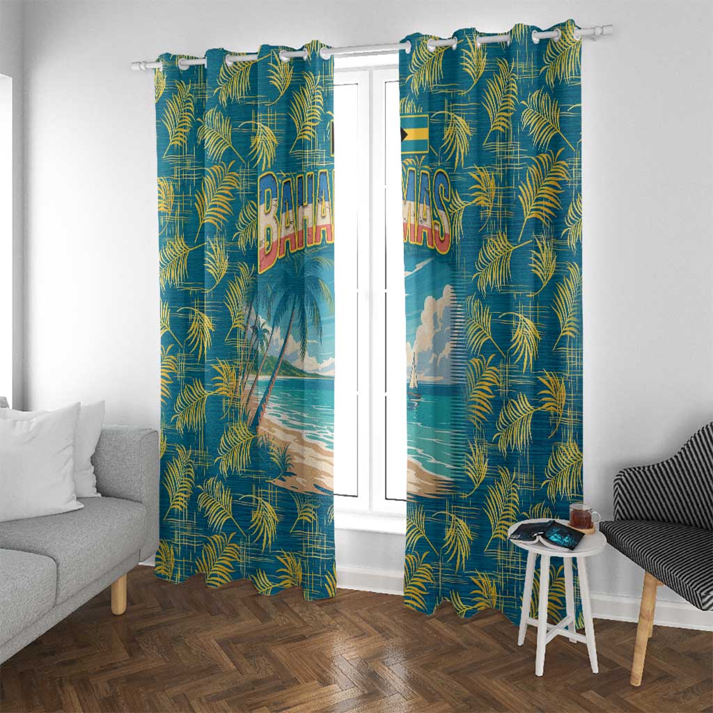 Bahamas Window Curtain with Tropical Beach Sunset Palm Tree Ocean Spirit