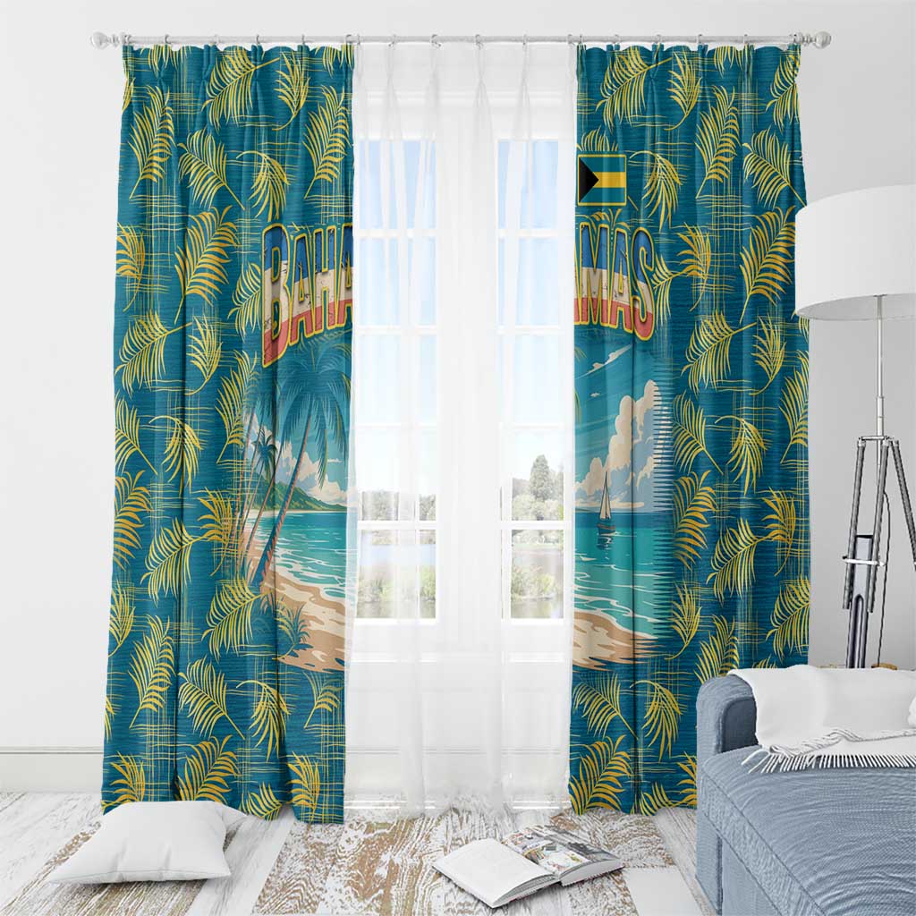 Bahamas Window Curtain with Tropical Beach Sunset Palm Tree Ocean Spirit