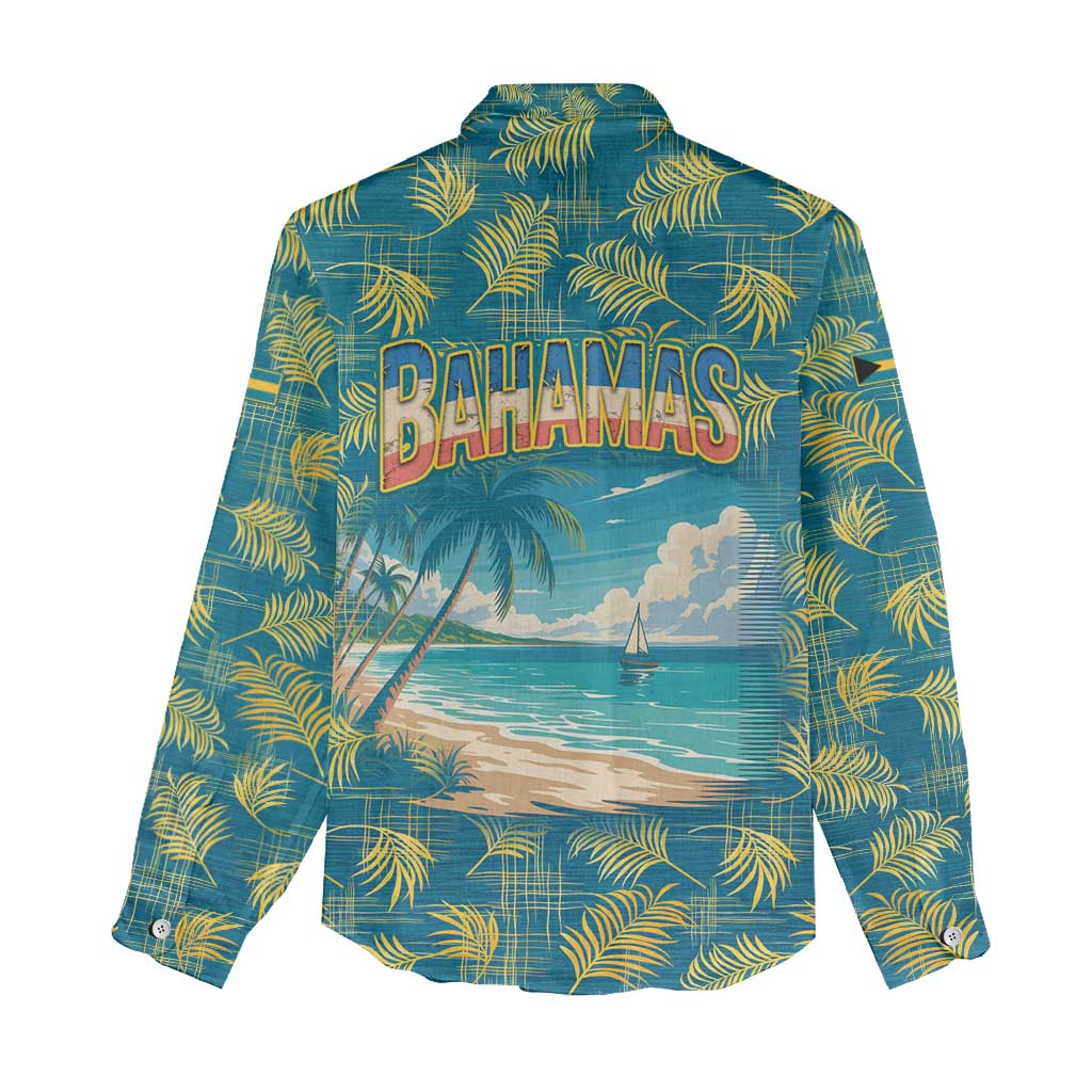 Bahamas Women Casual Shirt with Tropical Beach Sunset Palm Tree Ocean Spirit