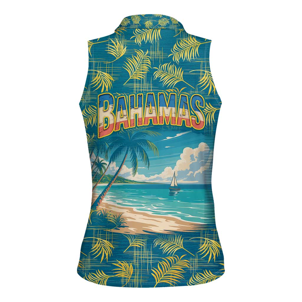 Bahamas Women Sleeveless Polo Shirt with Tropical Beach Sunset Palm Tree Ocean Spirit
