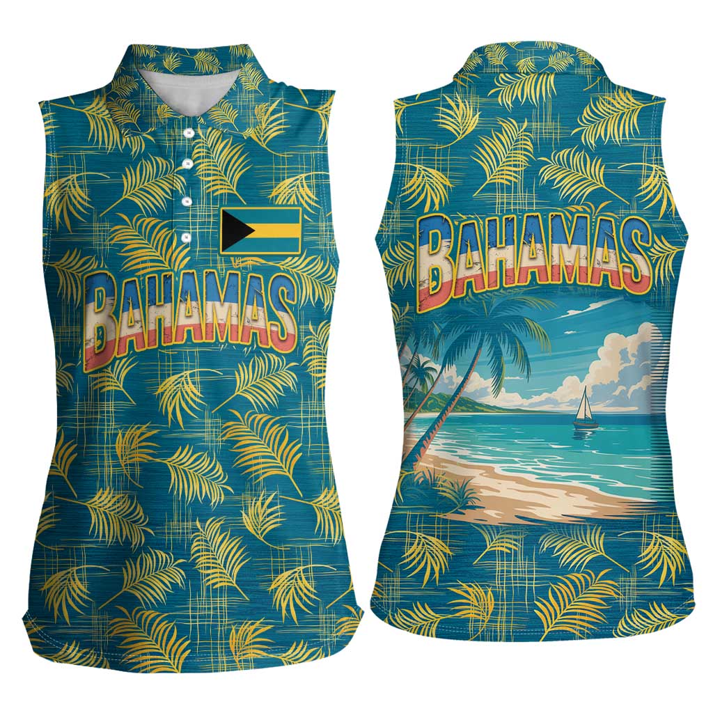Bahamas Women Sleeveless Polo Shirt with Tropical Beach Sunset Palm Tree Ocean Spirit