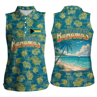 Bahamas Women Sleeveless Polo Shirt with Tropical Beach Sunset Palm Tree Ocean Spirit