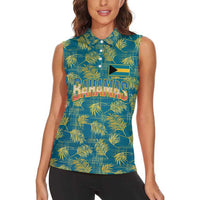 Bahamas Women Sleeveless Polo Shirt with Tropical Beach Sunset Palm Tree Ocean Spirit