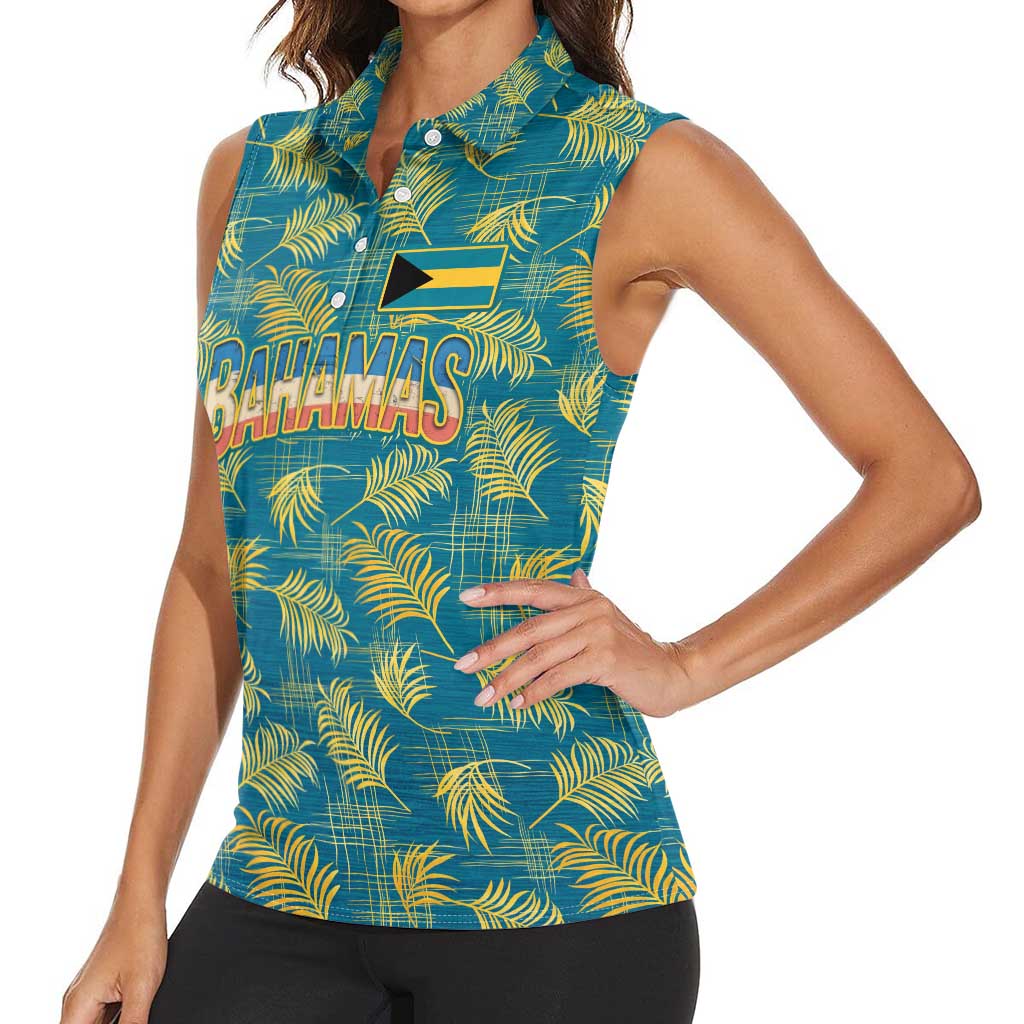 Bahamas Women Sleeveless Polo Shirt with Tropical Beach Sunset Palm Tree Ocean Spirit