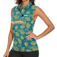 Bahamas Women Sleeveless Polo Shirt with Tropical Beach Sunset Palm Tree Ocean Spirit