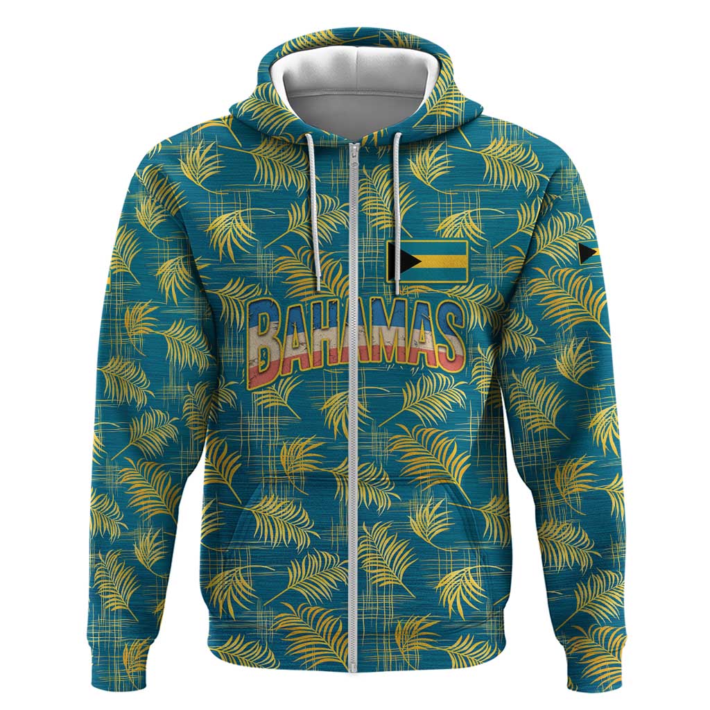 Bahamas Zip Hoodie with Tropical Beach Sunset Palm Tree Ocean Spirit