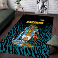 Bahamas Coat of Arms and Flag Area Rug with Blue Coral Pattern and Marlin Crest - Wonder Print Shop