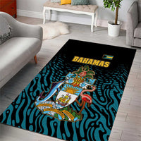 Bahamas Coat of Arms and Flag Area Rug with Blue Coral Pattern and Marlin Crest - Wonder Print Shop