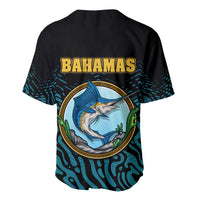 Bahamas Coat of Arms and Flag Baseball Jersey with Blue Coral Pattern and Marlin Crest - Wonder Print Shop