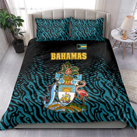 Bahamas Coat of Arms and Flag Bedding Set with Blue Coral Pattern and Marlin Crest - Wonder Print Shop