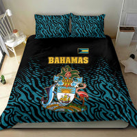 Bahamas Coat of Arms and Flag Bedding Set with Blue Coral Pattern and Marlin Crest - Wonder Print Shop