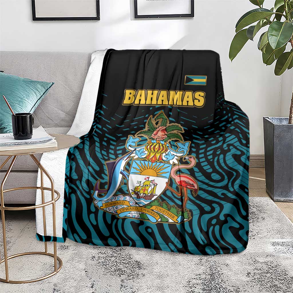 Bahamas Coat of Arms and Flag Blanket with Blue Coral Pattern and Marlin Crest - Wonder Print Shop