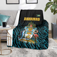 Bahamas Coat of Arms and Flag Blanket with Blue Coral Pattern and Marlin Crest - Wonder Print Shop