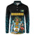 Bahamas Coat of Arms and Flag Button Sweatshirt with Blue Coral Pattern and Marlin Crest - Wonder Print Shop
