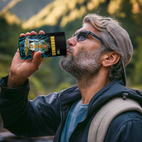 Bahamas Coat of Arms and Flag 4 in 1 Can Cooler Tumbler with Blue Coral Pattern and Marlin Crest - Wonder Print Shop