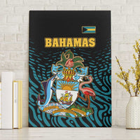 Bahamas Coat of Arms and Flag Canvas Wall Art with Blue Coral Pattern and Marlin Crest - Wonder Print Shop