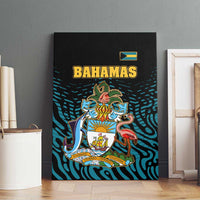 Bahamas Coat of Arms and Flag Canvas Wall Art with Blue Coral Pattern and Marlin Crest - Wonder Print Shop