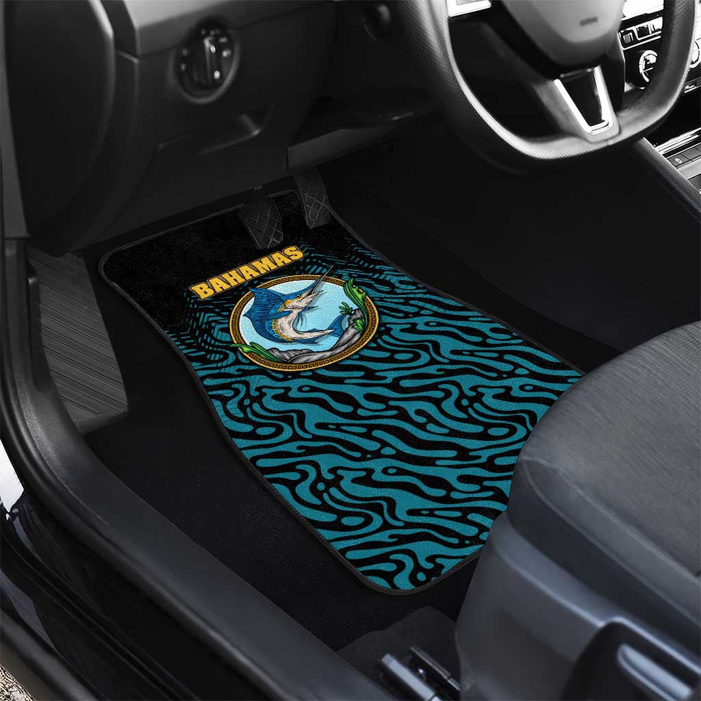 Bahamas Coat of Arms and Flag Car Mats with Blue Coral Pattern and Marlin Crest - Wonder Print Shop
