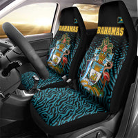 Bahamas Coat of Arms and Flag Car Seat Cover with Blue Coral Pattern and Marlin Crest - Wonder Print Shop