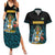 Bahamas Coat of Arms and Flag Couples Matching Summer Maxi Dress and Hawaiian Shirt with Blue Coral Pattern and Marlin Crest - Wonder Print Shop