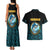 Bahamas Coat of Arms and Flag Couples Matching Tank Maxi Dress and Hawaiian Shirt with Blue Coral Pattern and Marlin Crest - Wonder Print Shop