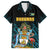 Bahamas Coat of Arms and Flag Family Matching Short Sleeve Bodycon Dress and Hawaiian Shirt with Blue Coral Pattern and Marlin Crest - Wonder Print Shop
