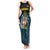 Bahamas Coat of Arms and Flag Family Matching Tank Maxi Dress and Hawaiian Shirt with Blue Coral Pattern and Marlin Crest - Wonder Print Shop