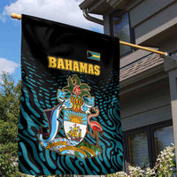 Bahamas Coat of Arms and Flag Garden Flag with Blue Coral Pattern and Marlin Crest - Wonder Print Shop