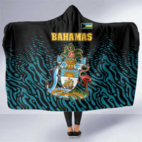 Bahamas Coat of Arms and Flag Hooded Blanket with Blue Coral Pattern and Marlin Crest - Wonder Print Shop