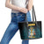 Bahamas Coat of Arms and Flag Leather Tote Bag with Blue Coral Pattern and Marlin Crest - Wonder Print Shop